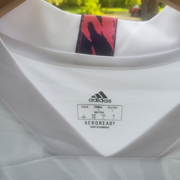 Adidas Areoready Real White And Pink Emirates Fly Better Jersey Size Large - Picture 3 of 7